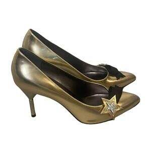Marc By Marc Jacobs Women's Size 7 Soft Gold Star Made In Italy 3.5 IN Heels